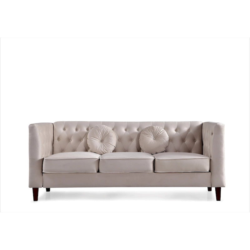 Velvet Classic Chesterfield Sofa with Wood legs