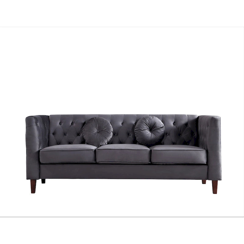 Velvet Classic Chesterfield Sofa with Wood legs