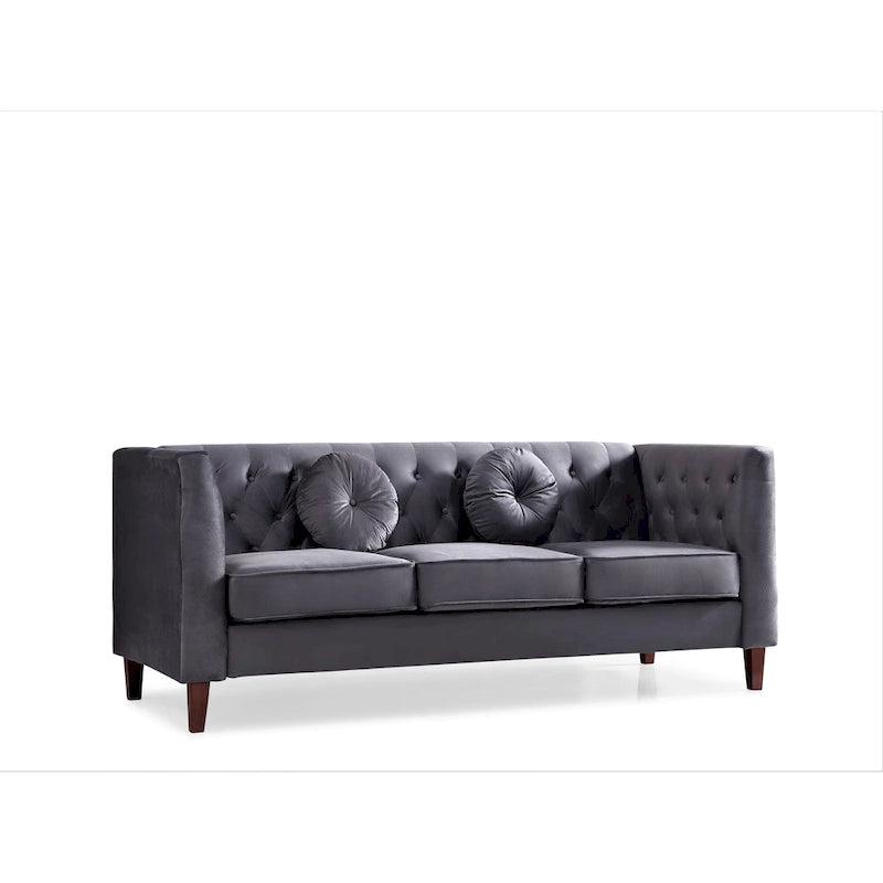 Velvet Classic Chesterfield Sofa with Wood legs
