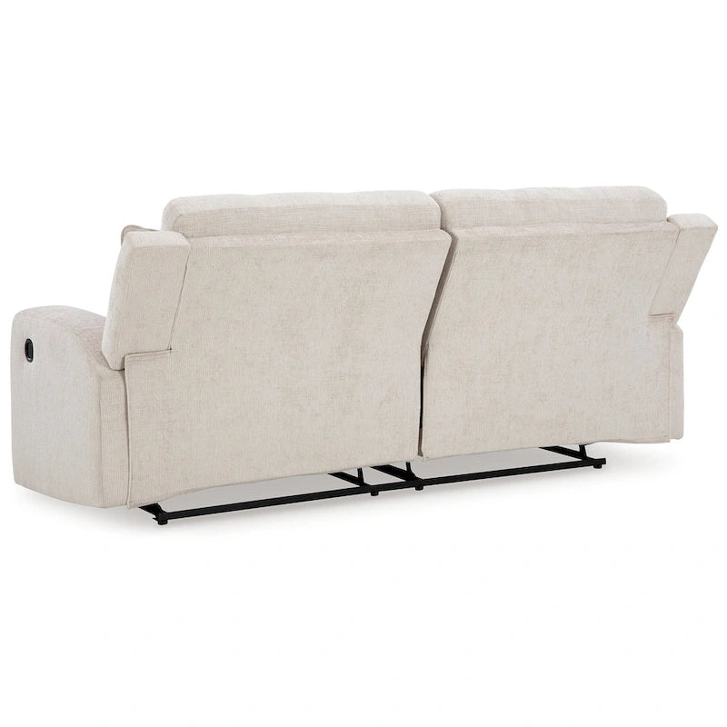 Manual Reclining Sofa, Light Beige Polyester, 2 Pillows, 87 Inch
