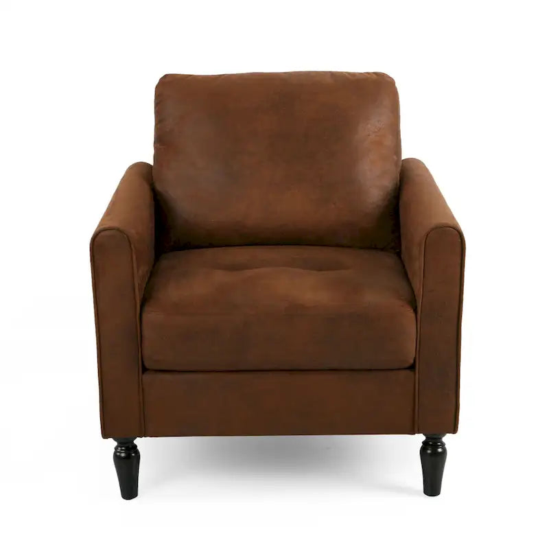 Accent Chair, Plush Pillow Back, Textured Brown Microfiber Design