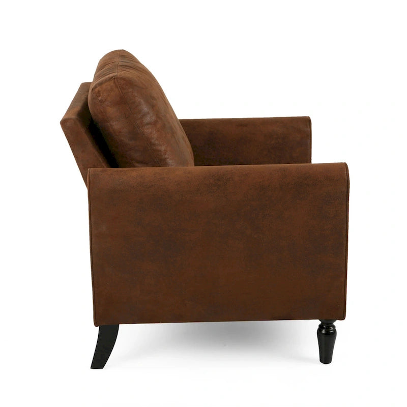 Accent Chair, Plush Pillow Back, Textured Brown Microfiber Design