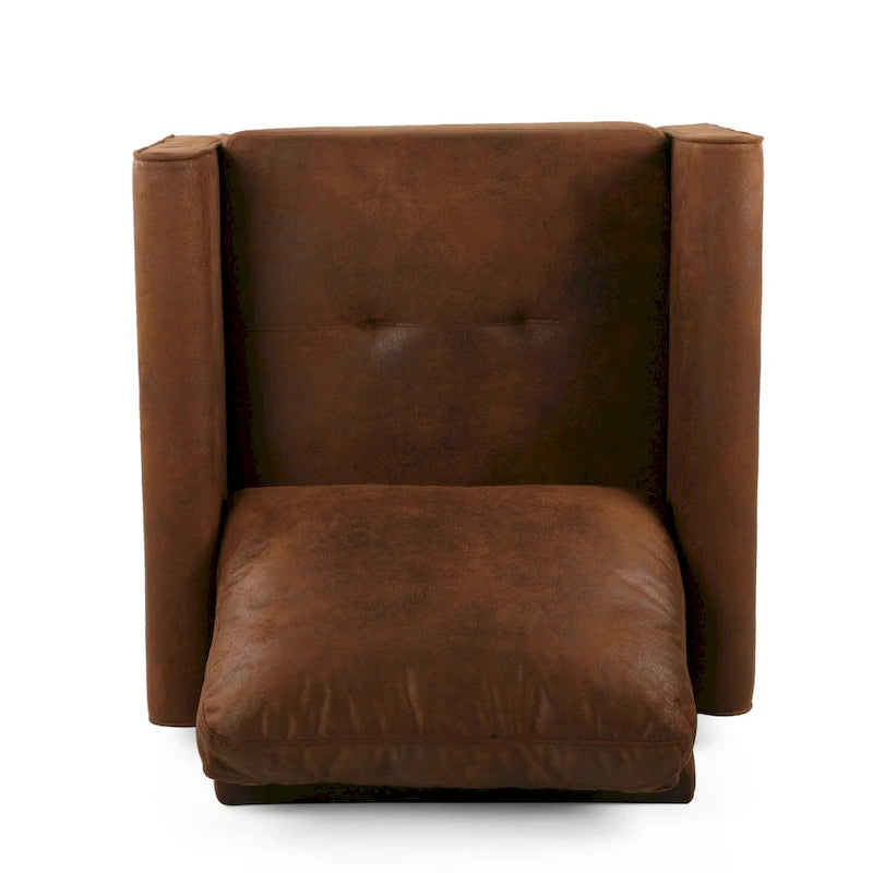 Accent Chair, Plush Pillow Back, Textured Brown Microfiber Design