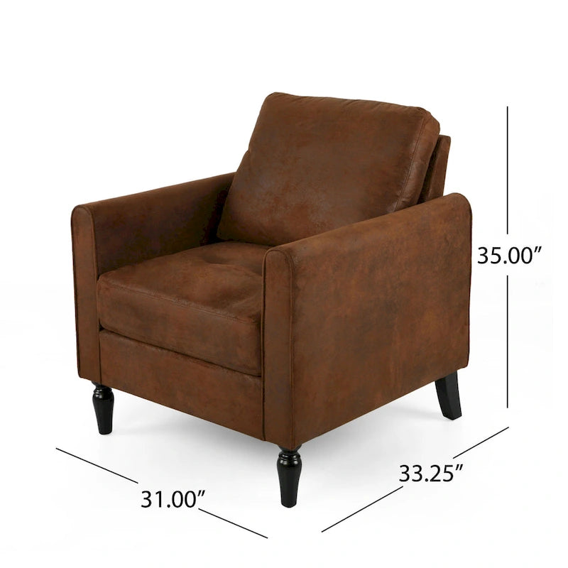 Accent Chair, Plush Pillow Back, Textured Brown Microfiber Design