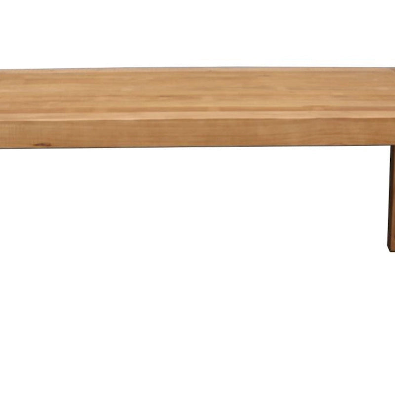 Dining Table, Pine Wood, Natural Brown, 71 Inch Rectangular Top
