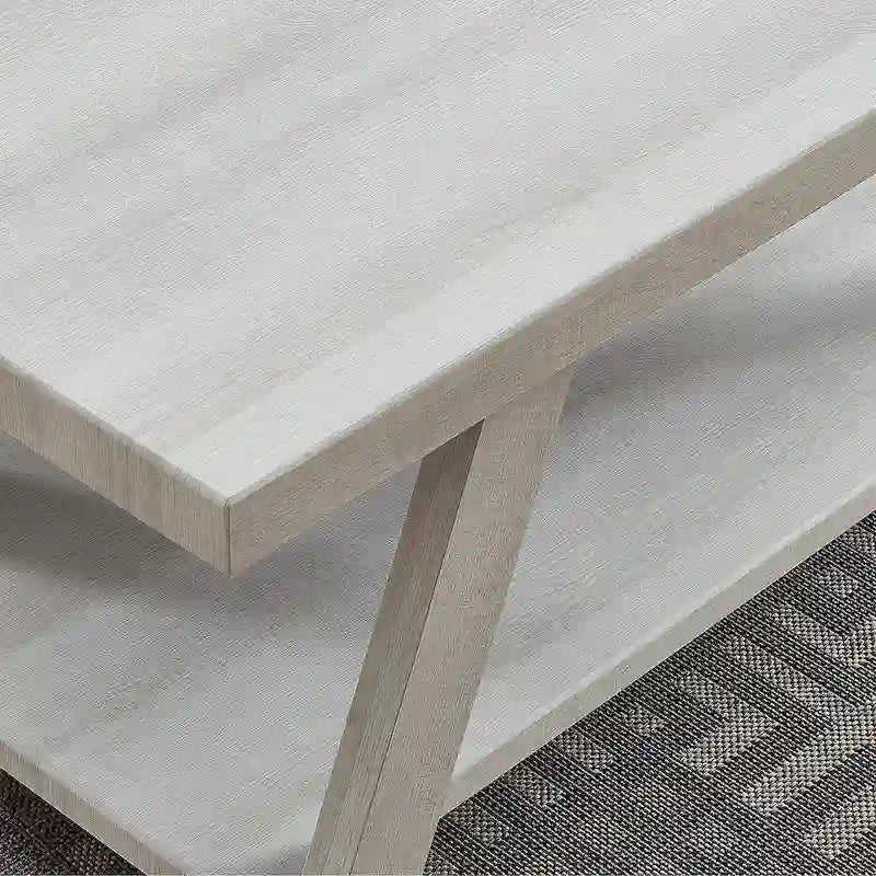 23.5 Modern Rectangular Side Table with Storage Shelf and Wide-angled Legs