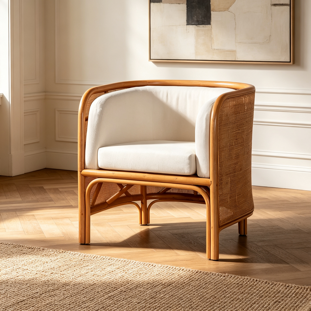 Bohemian Light Honey Rattan Accent Chair