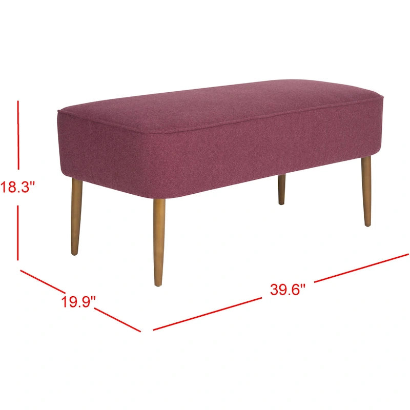 Mid Century Orange Wool Bench - 39.6 x 19.9 x 18.3 - 40Wx20Dx18H
