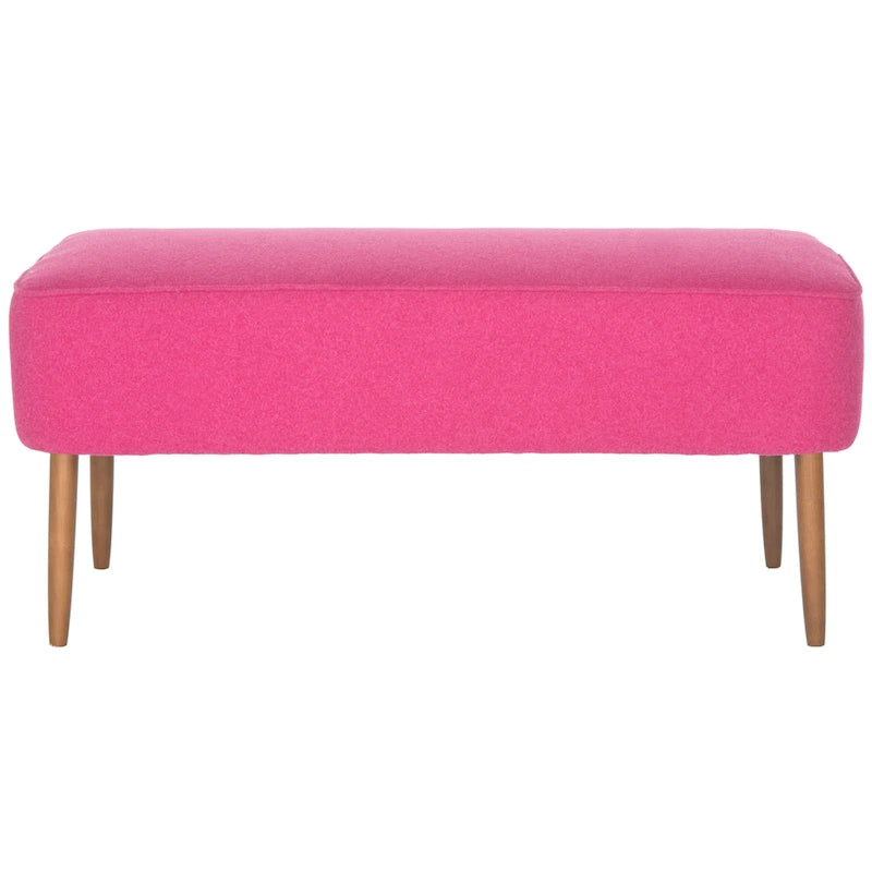 Mid Century Orange Wool Bench - 39.6 x 19.9 x 18.3 - 40Wx20Dx18H