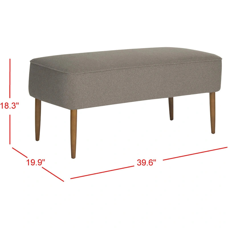 Mid Century Orange Wool Bench - 39.6 x 19.9 x 18.3 - 40Wx20Dx18H