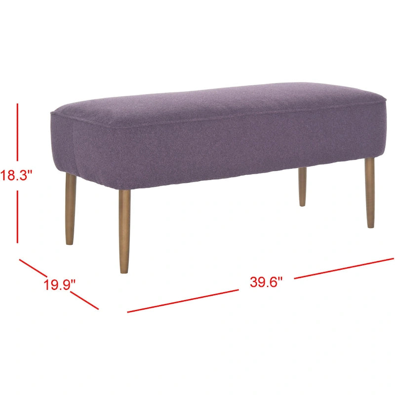 Mid Century Orange Wool Bench - 39.6 x 19.9 x 18.3 - 40Wx20Dx18H