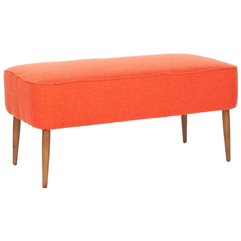 Mid Century Orange Wool Bench - 39.6 x 19.9 x 18.3 - 40Wx20Dx18H