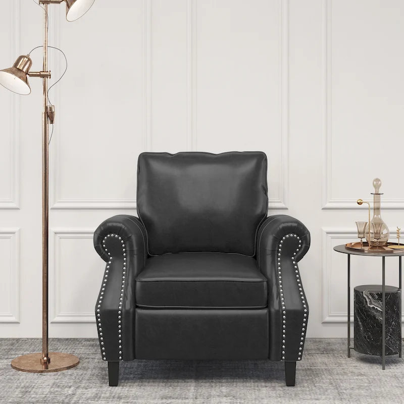Faux Leather Club Chair with Nailhead Trim