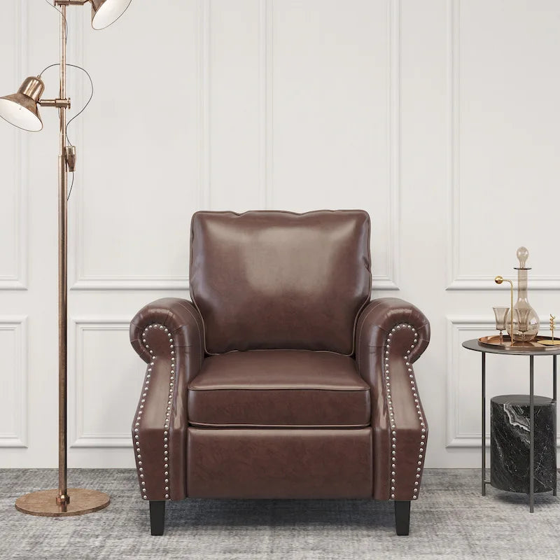 Faux Leather Club Chair with Nailhead Trim