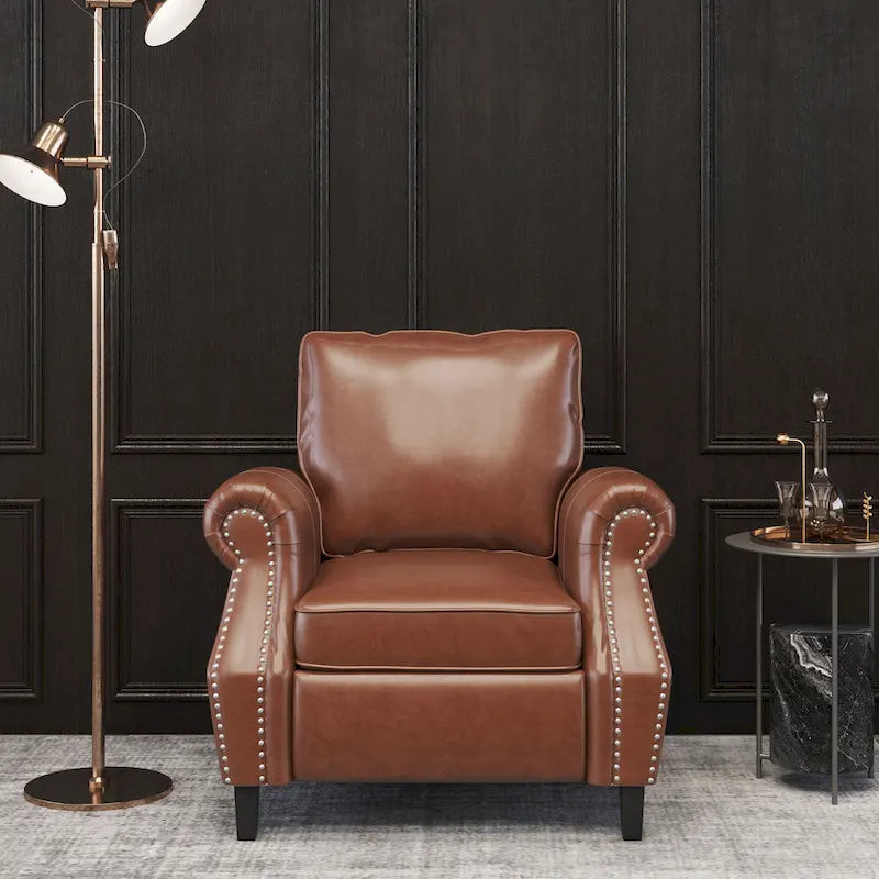 Faux Leather Club Chair with Nailhead Trim