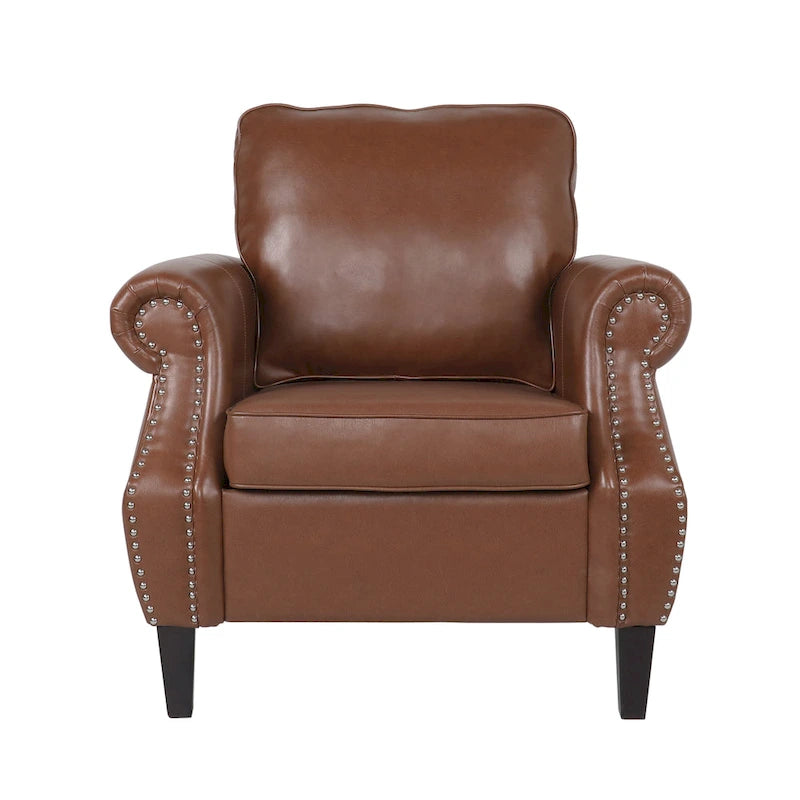 Faux Leather Club Chair with Nailhead Trim