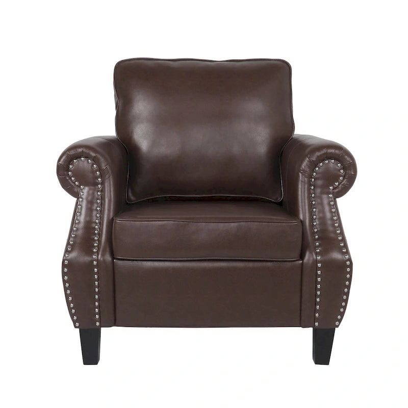 Faux Leather Club Chair with Nailhead Trim