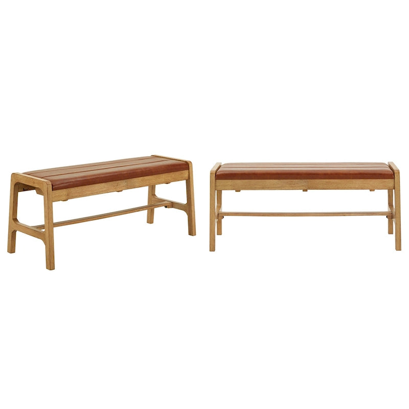Modern Scandinavian Light Oak Finish Bench