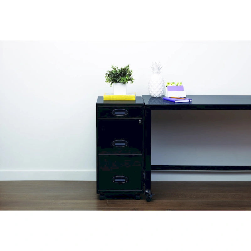 Black 3-drawer Mobile File Cabinet