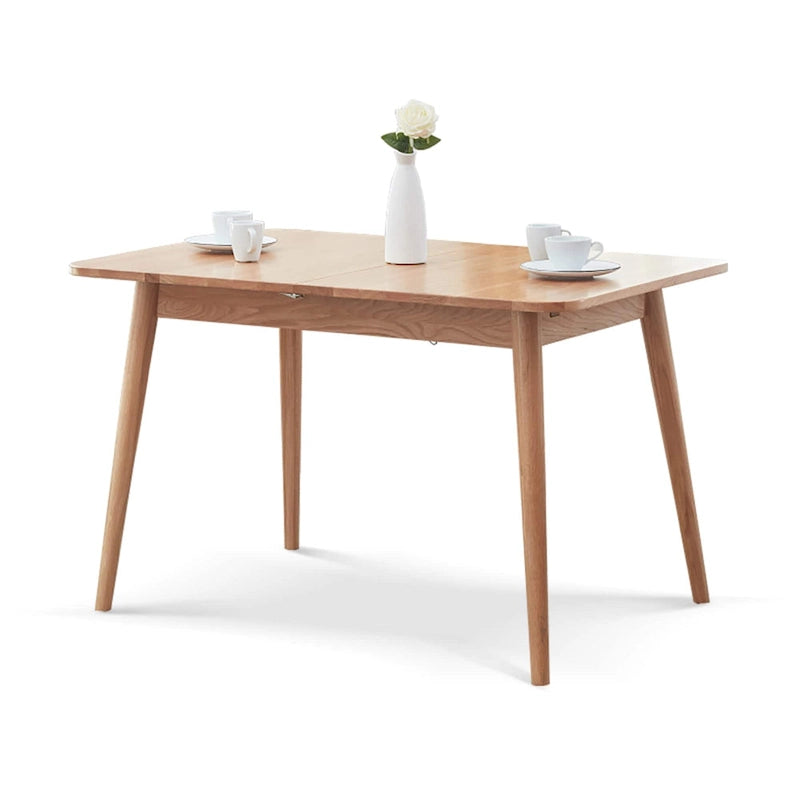 Natural Solid Oak Wood Telescopic Meet Dining Table - N/A