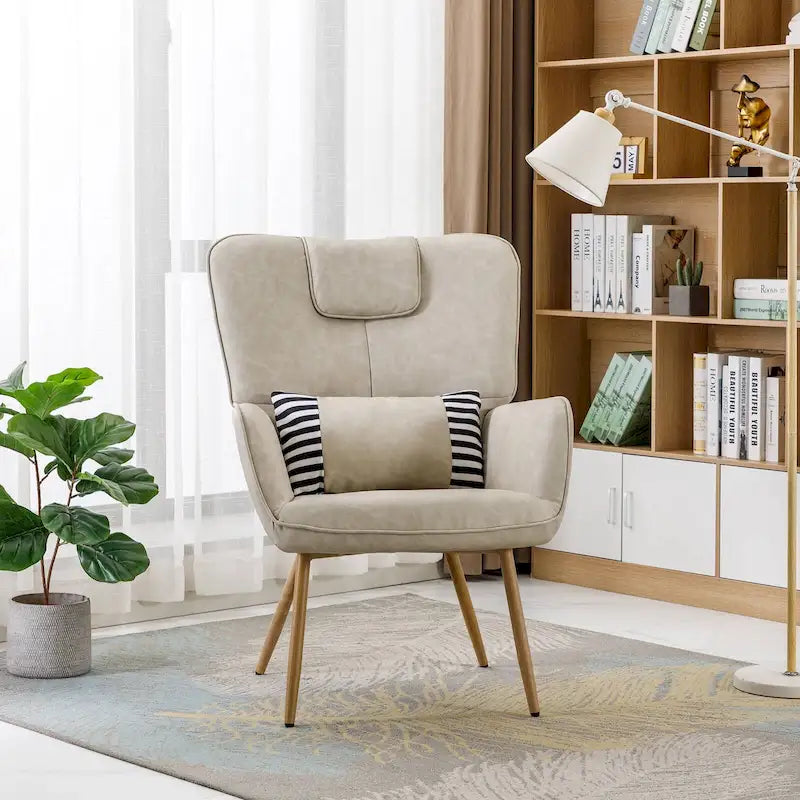 Faux Leather Wingback Accent Chairs Living Room Chairs