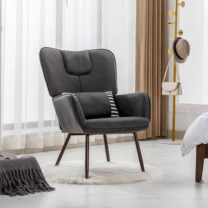 Faux Leather Wingback Accent Chairs Living Room Chairs
