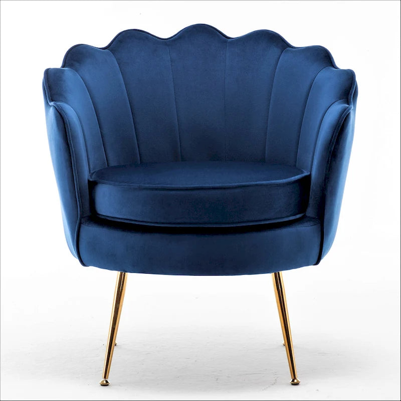 28.3 Wide Velvet Barrel Chair with Gold Metal Legs
