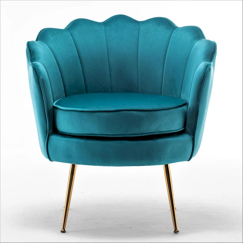 28.3 Wide Velvet Barrel Chair with Gold Metal Legs