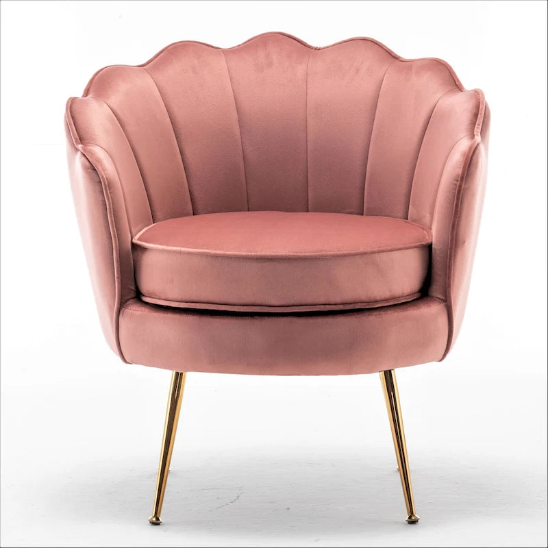 28.3 Wide Velvet Barrel Chair with Gold Metal Legs