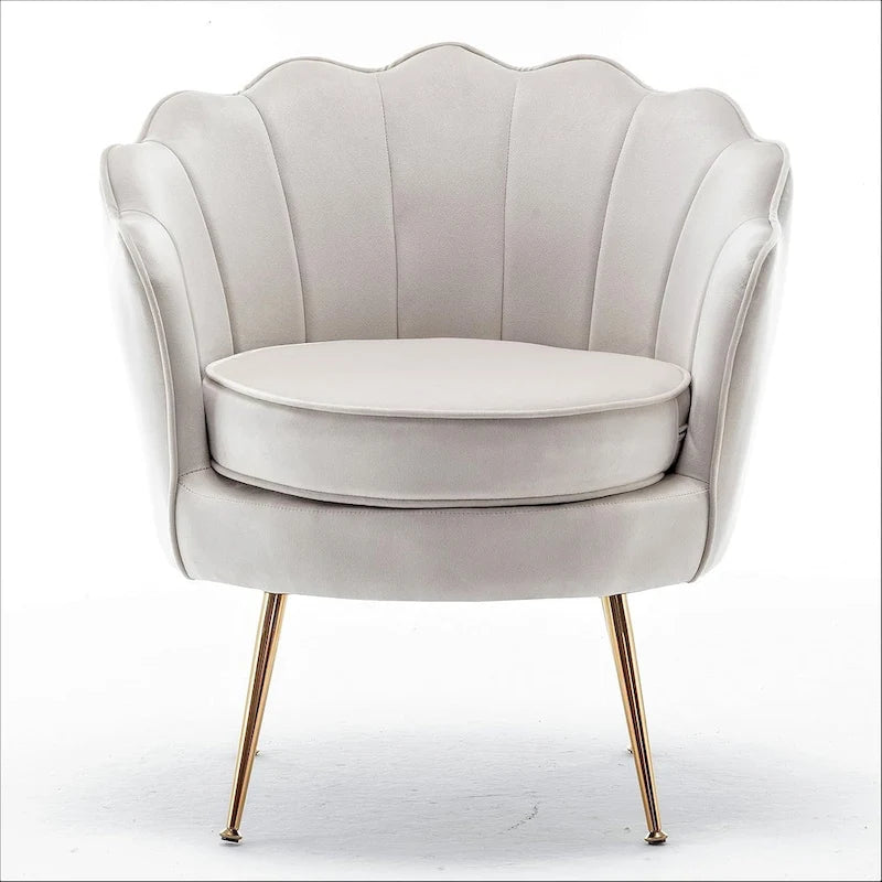 28.3 Wide Velvet Barrel Chair with Gold Metal Legs