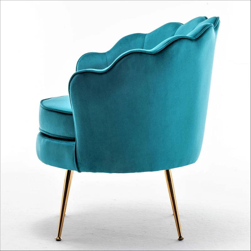 28.3 Wide Velvet Barrel Chair with Gold Metal Legs