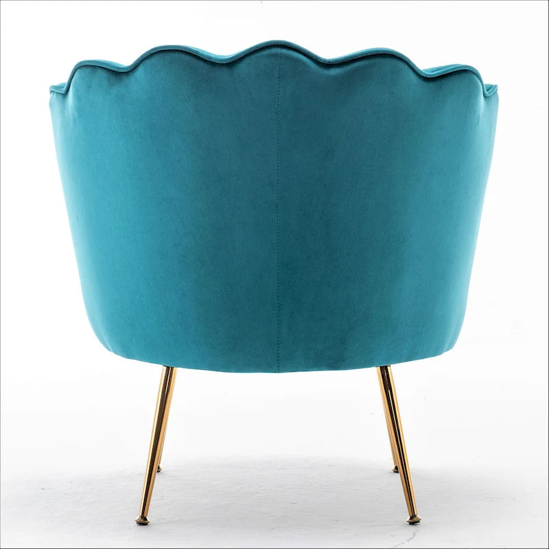 28.3 Wide Velvet Barrel Chair with Gold Metal Legs
