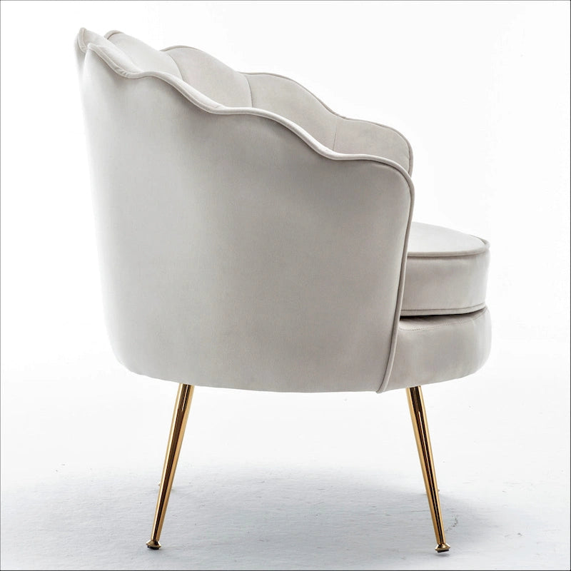 28.3 Wide Velvet Barrel Chair with Gold Metal Legs