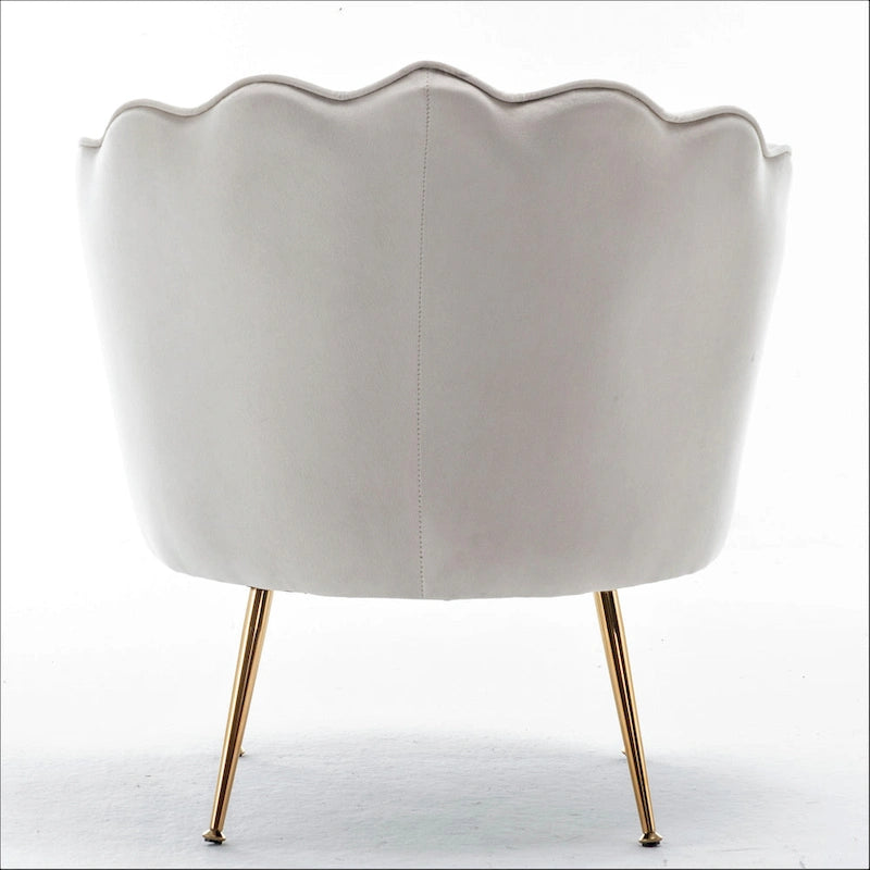 28.3 Wide Velvet Barrel Chair with Gold Metal Legs