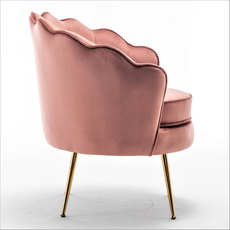 28.3 Wide Velvet Barrel Chair with Gold Metal Legs