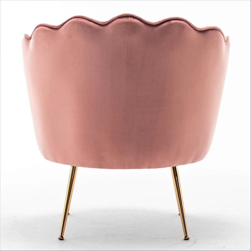 28.3 Wide Velvet Barrel Chair with Gold Metal Legs