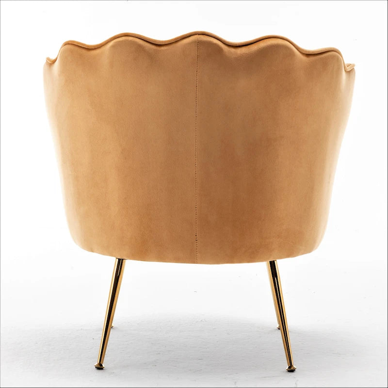 28.3 Wide Velvet Barrel Chair with Gold Metal Legs