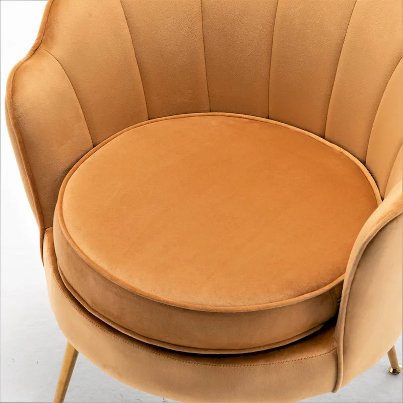 28.3 Wide Velvet Barrel Chair with Gold Metal Legs