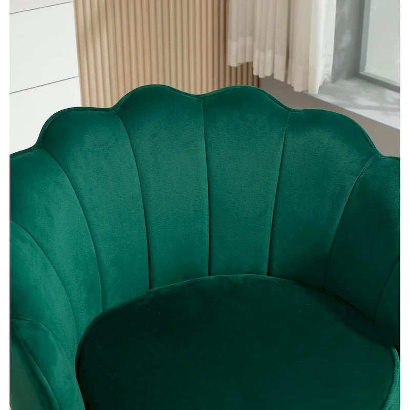 28.3 Wide Velvet Barrel Chair with Gold Metal Legs