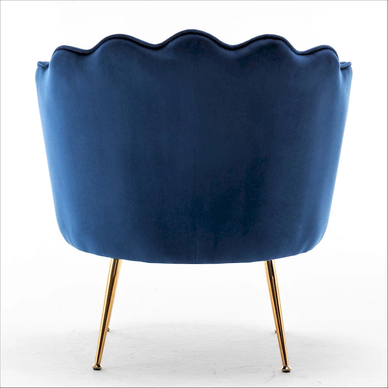 28.3 Wide Velvet Barrel Chair with Gold Metal Legs