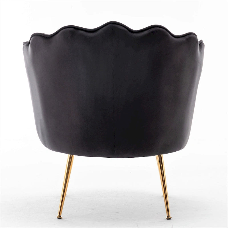 28.3 Wide Velvet Barrel Chair with Gold Metal Legs