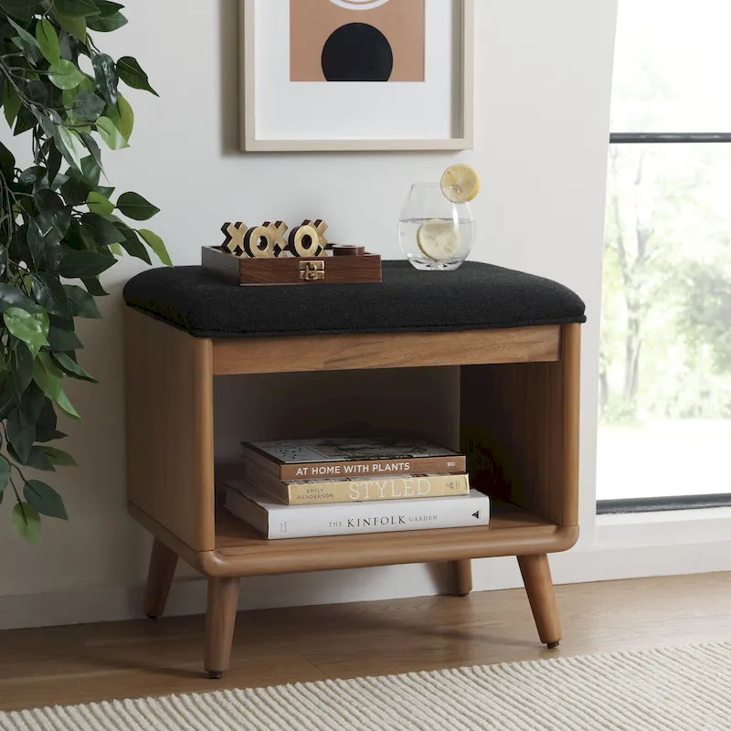 Open Shelf Bench with Cushion - 20 W x 15 D x 18 H - 20Wx15Dx18H