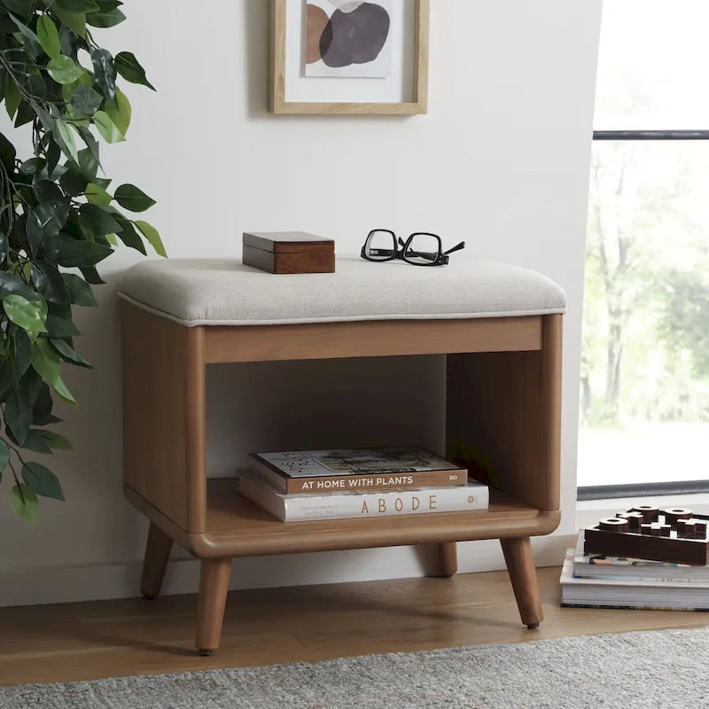 Open Shelf Bench with Cushion - 20 W x 15 D x 18 H - 20Wx15Dx18H