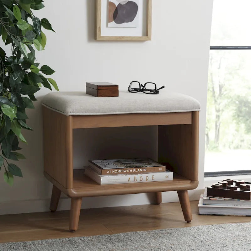 Open Shelf Bench with Cushion - 20 W x 15 D x 18 H - 20Wx15Dx18H
