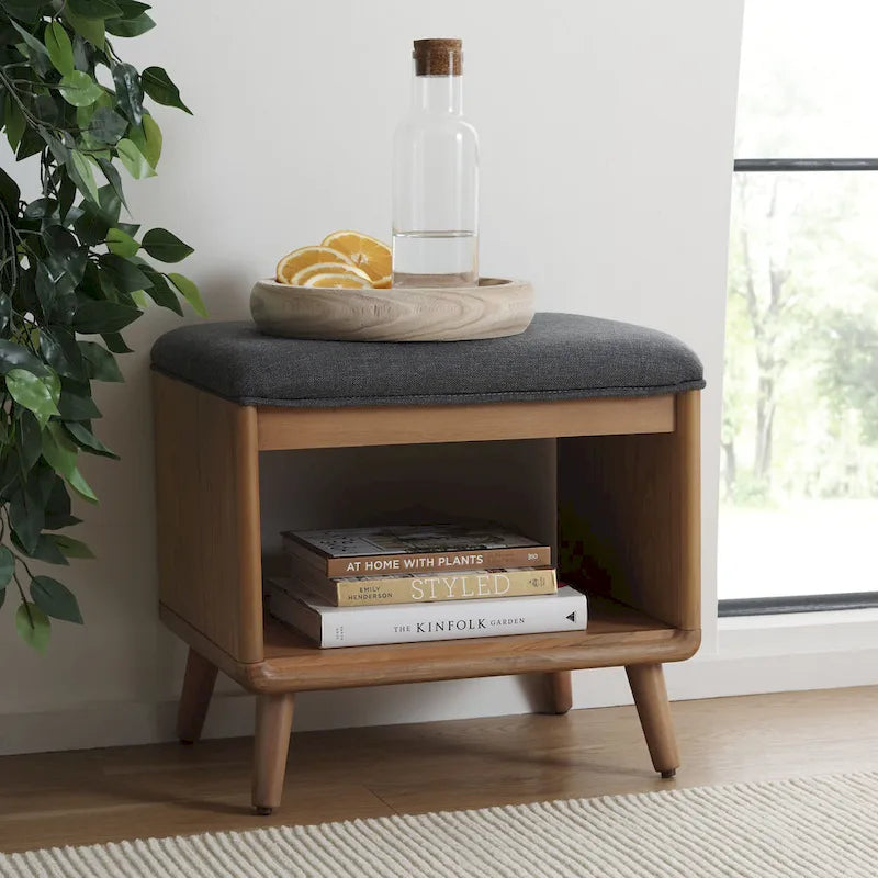 Open Shelf Bench with Cushion - 20 W x 15 D x 18 H - 20Wx15Dx18H