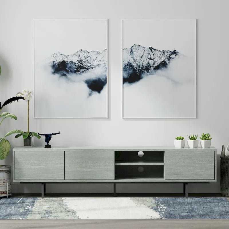 78 x 20 Lowboy Mid-Century Modern TV Stand Console