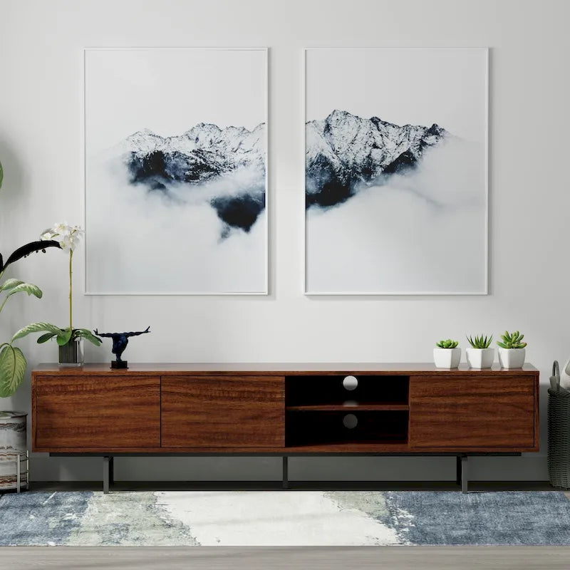 78 x 20 Lowboy Mid-Century Modern TV Stand Console