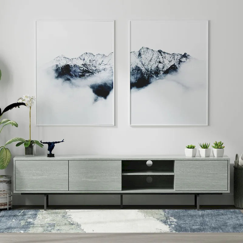 78 x 20 Lowboy Mid-Century Modern TV Stand Console