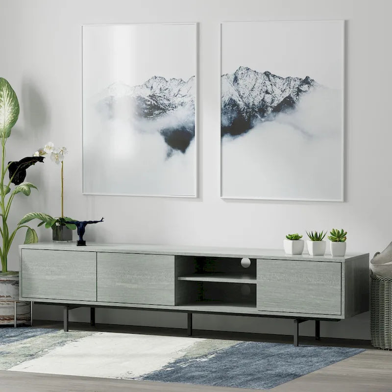 78 x 20 Lowboy Mid-Century Modern TV Stand Console