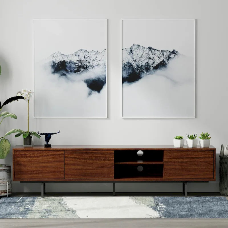 78 x 20 Lowboy Mid-Century Modern TV Stand Console